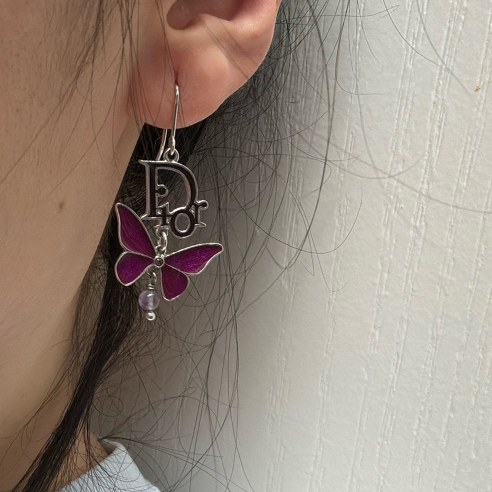 Dior Butterfly Earrings with Purple Accents - Picture 4 of 4